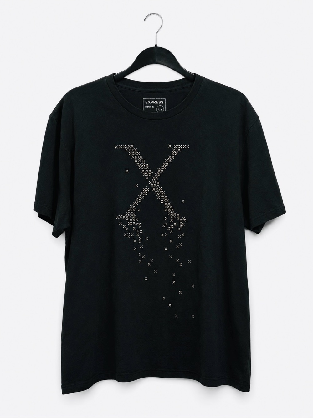 Express Black T-Shirt with Silver Cross-Stitch 'X' Graphic ✖️🖤✖️